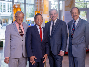 (L-R) Marvin Caruthers, Richard N. Merkin, Todd Golub, Harold Varmus